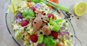 سالاد کرفس، آموزش کامل طرز تهیه سالاد کرفس خوشمزه و مجلسی با شوید و پیازچه و سیب زمینی و تن ماهی مرحله به مرحله به صورت خانگی در منزل