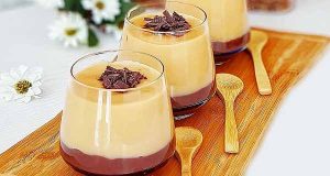 آموزش کامل طرز تهیه و درست پودینگ دو رنگ کاراملی و شکلاتی خوشمزه و مجلسی در منزل ، pudding caramel