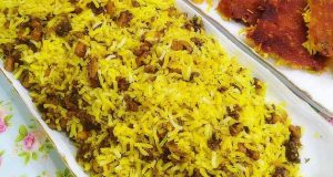 طرز تهیه پلو شوشتری با گوشت چرخ کرده و طعم عالی برای 4 نفر ، دستور پخت پلو شوشتری مجلسی و خوشمزه خانگی برای گوشت قرمز برای دو نفر 2 نفر