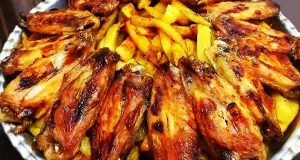 طرز تهیه بال مرغ کبابی زعفرانی خوشمزه و رستورانی در فر ، دستور تهیه بال کبابی مرغ بدون فر در تابه و روی ذغال مرحله به مرحله تصویری