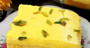 طرز تهیه کیک با کرم زعفرانی خوشمزه + عطر و طعم عالی