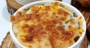 طرز تهیه سوفله سیب زمینی و بادمجان با پنیر پیتزا و سس بشامل خانگی برای 4 نفر ، دستور پخت سوفله سیب زمینی با سیب زمینی برای دو نفر مرحله به مرحله