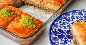 طرز تهیه باقلوا کادایف خوشمزه و ترکیه ای به روش حرفه ای ، دستور پخت باقلوا کادایف با کادایف خشک، رشته کنافه، رشته شعریه و شیر عسلی در فر و بدون فر